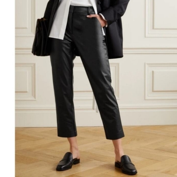 Commando Pants - Commando Faux Leather Trousers Cropped Size L NEW High Rise Straight Leg Cropped